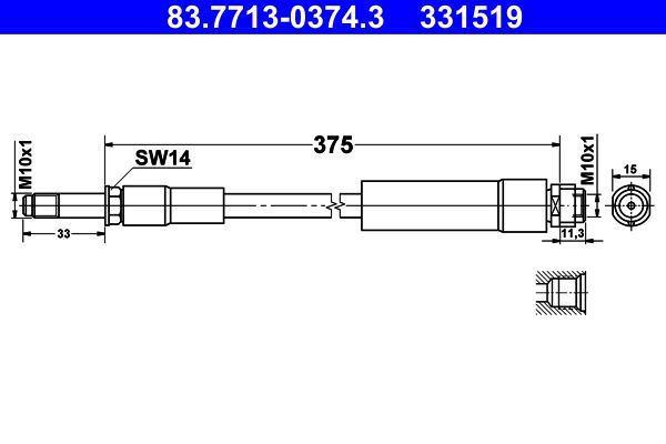 Przewód hamulcowy elastyczny ATE 83.7713-0374.3