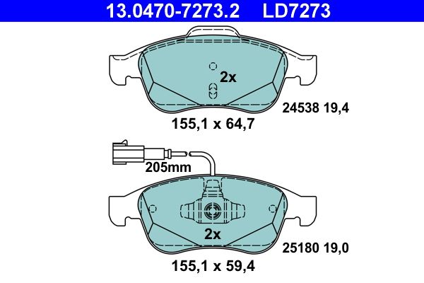 Klocki hamulcowe ATE 13.0470-7273.2