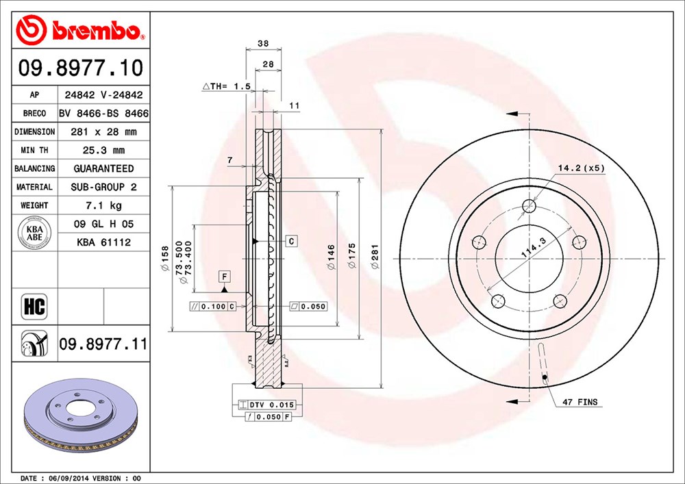 Tarcza hamulcowa BREMBO 09.8977.11