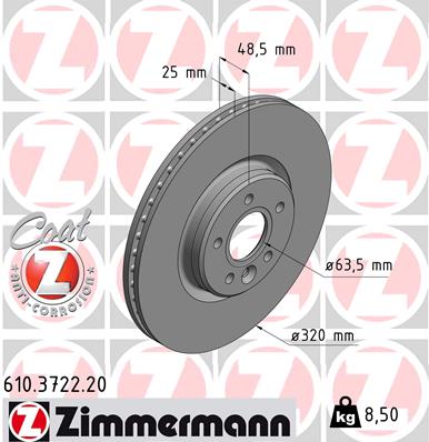 Tarcza hamulcowa ZIMMERMANN 610.3722.20