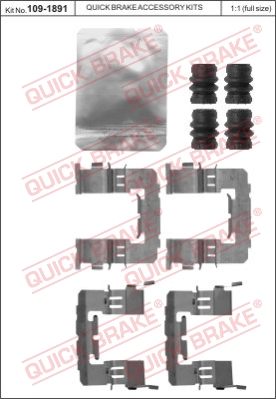 Zestaw akcesoriów montażowych  klocków hamulcowych QUICK BRAKE 109-1891