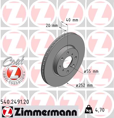 Tarcza hamulcowa ZIMMERMANN 540.2491.20