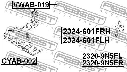 Wahacz zawieszenia koła FEBEST 2324-601FLH
