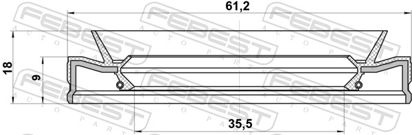 Pierścień uszczelniający wału, różnicowy FEBEST 95HEY-37610918X