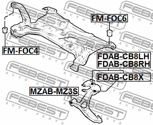 Tuleja wahacza FEBEST FDAB-CB8X