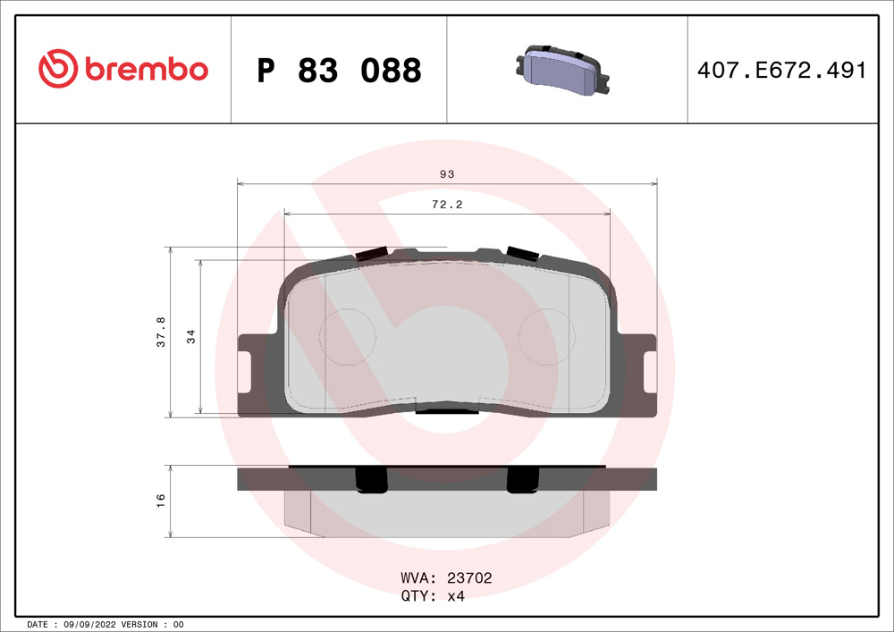 Klocki hamulcowe BREMBO P 83 088