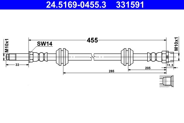 Przewód hamulcowy elastyczny ATE 24.5169-0455.3
