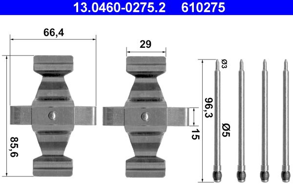 Zestaw akcesoriów montażowych  klocków hamulcowych ATE 13.0460-0275.2