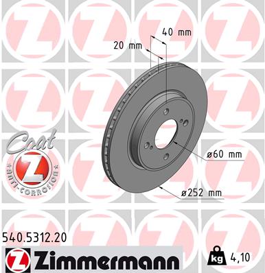 Tarcza hamulcowa ZIMMERMANN 540.5312.20