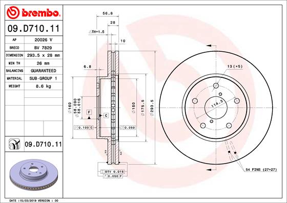 Tarcza hamulcowa BREMBO 09.D710.11