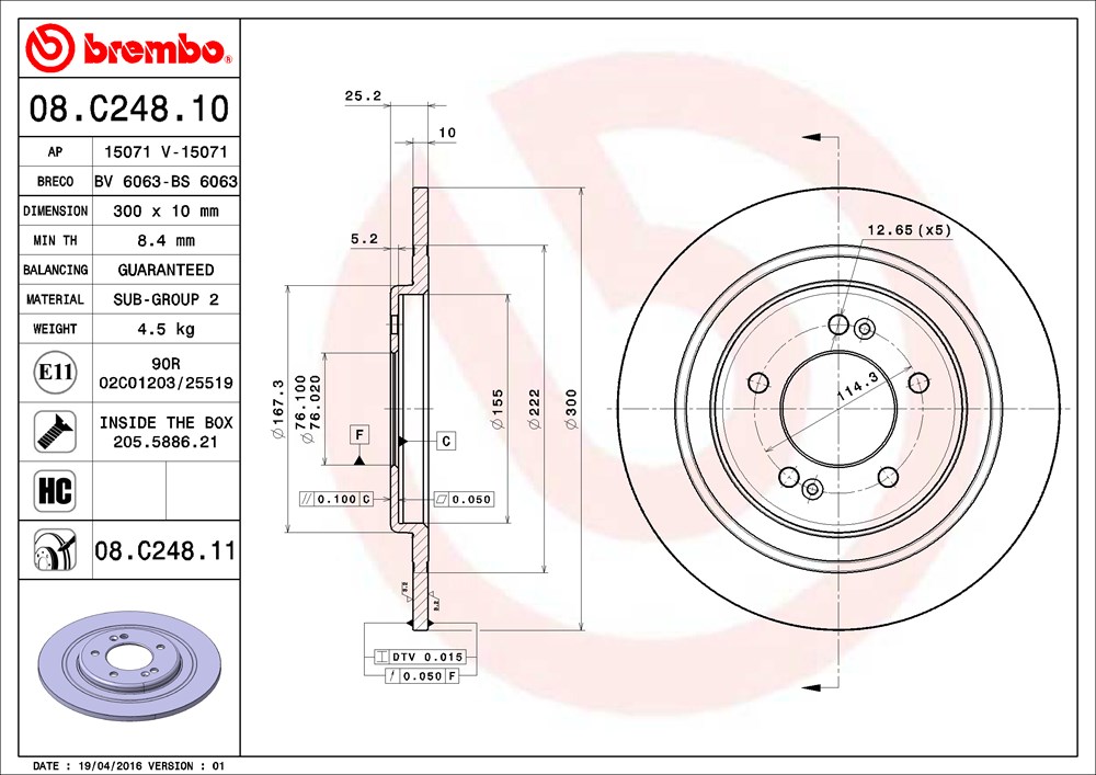 Tarcza hamulcowa BREMBO 08.C248.11