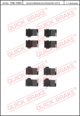 Zestaw akcesoriów montażowych  klocków hamulcowych QUICK BRAKE 109-1063