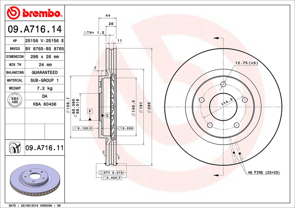 Tarcza hamulcowa BREMBO 09.A716.11