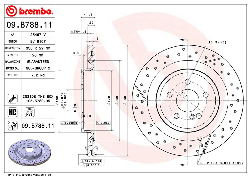 Tarcza hamulcowa BREMBO 09.B788.11