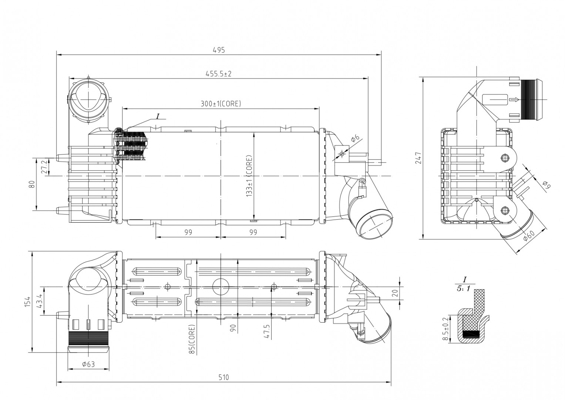 Chłodnica powietrza intercooler HART 644 161