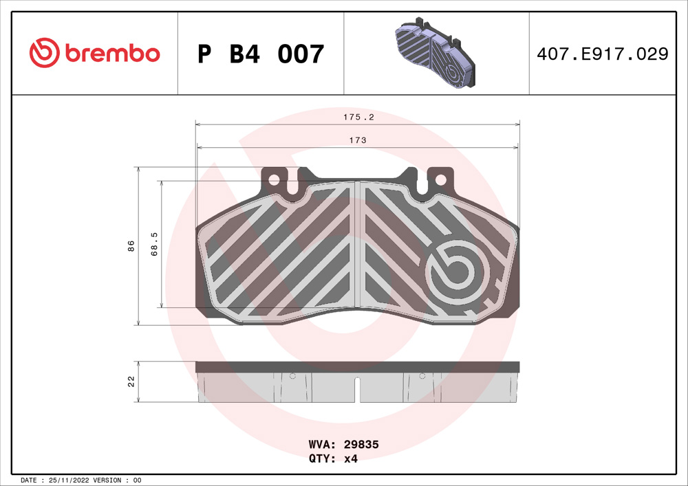 Klocki hamulcowe BREMBO P B4 007