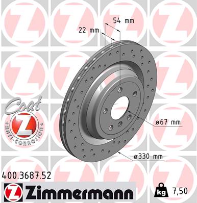 Tarcza hamulcowa ZIMMERMANN 400.3687.52