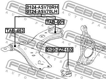 Wahacz zawieszenia koła FEBEST 0124-ASV70RH