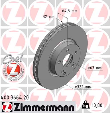 Tarcza hamulcowa ZIMMERMANN 400.3664.20