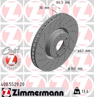Tarcza hamulcowa ZIMMERMANN 400.5529.20