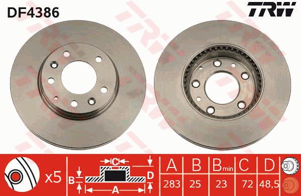 Tarcza hamulcowa TRW DF4386