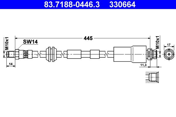 Przewód hamulcowy elastyczny ATE 83.7188-0446.3
