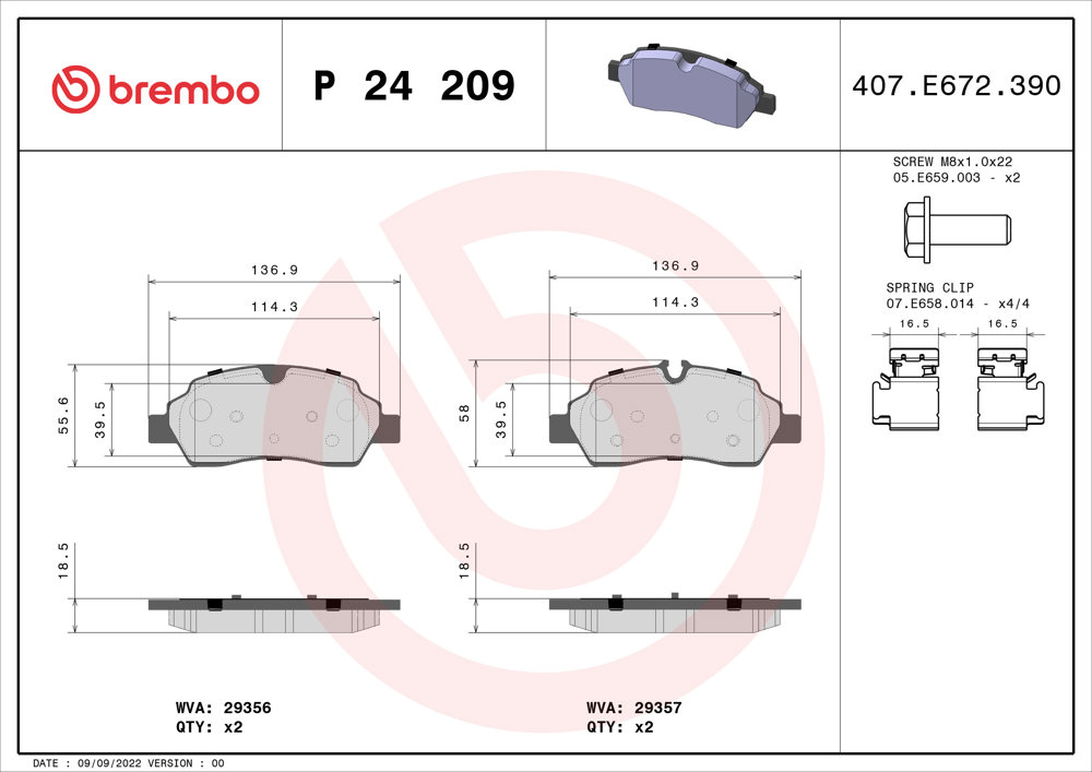 Klocki hamulcowe BREMBO P 24 209