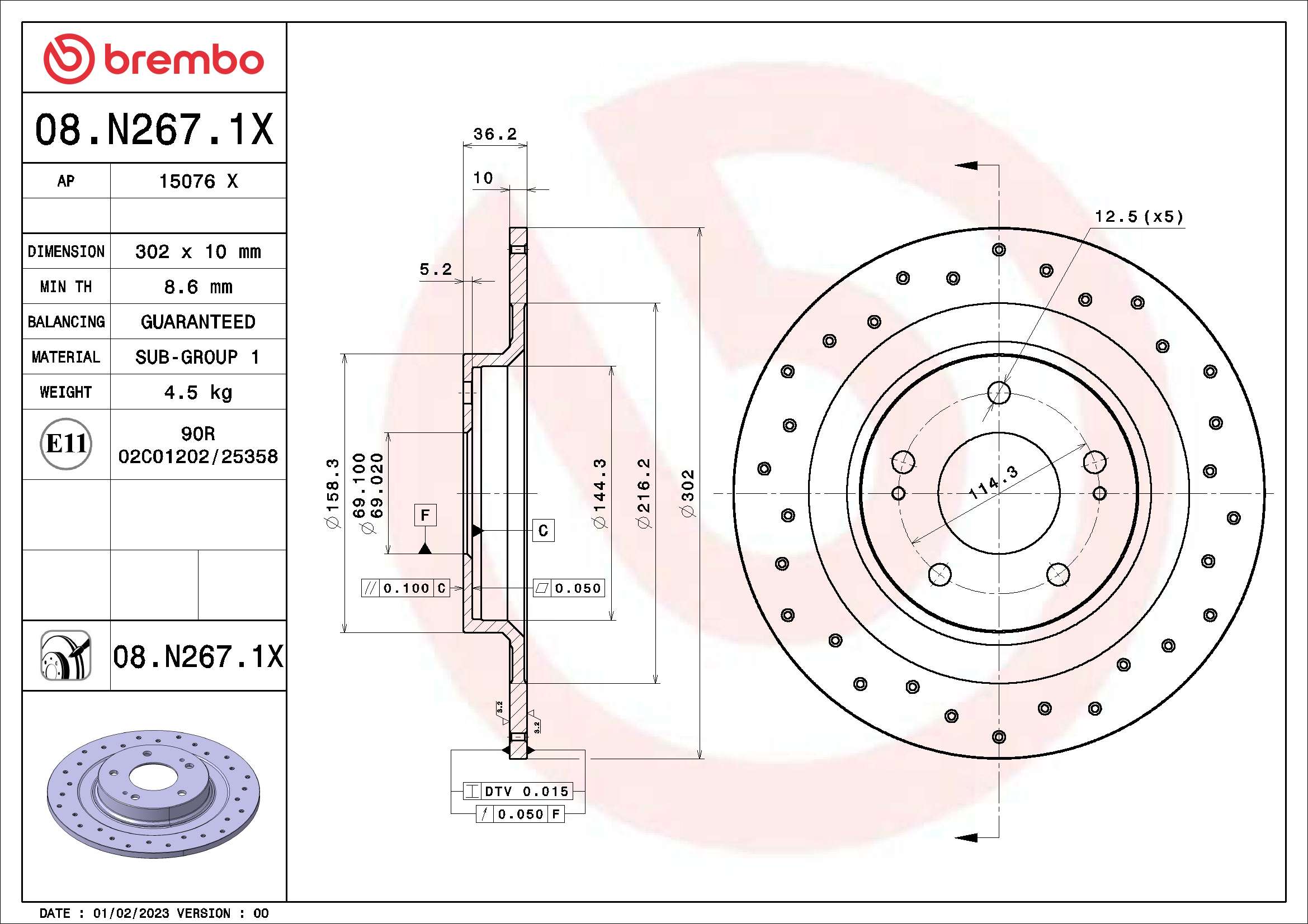 Tarcza hamulcowa BREMBO 08.N267.1X