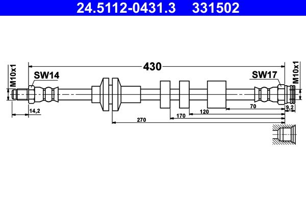 Przewód hamulcowy elastyczny ATE 24.5112-0431.3