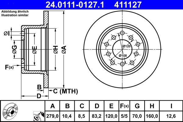Tarcza hamulcowa ATE 24.0111-0127.1