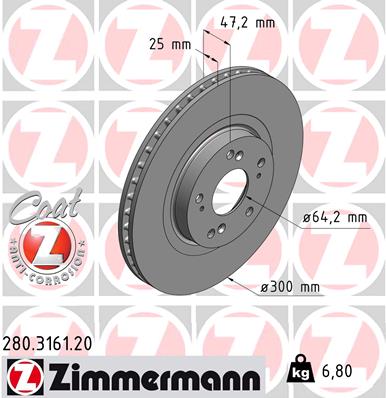 Tarcza hamulcowa ZIMMERMANN 280.3161.20