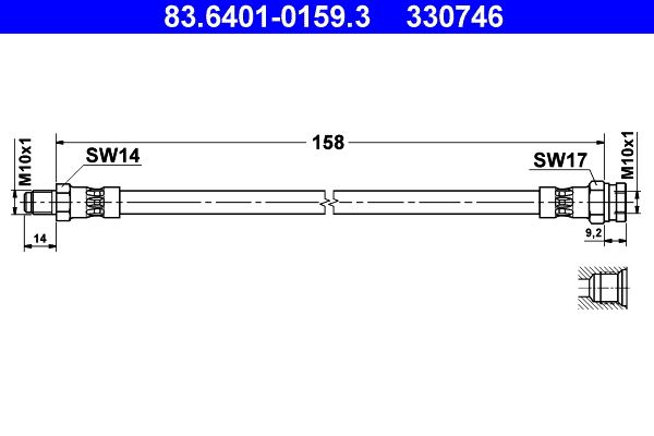 Przewód hamulcowy elastyczny ATE 83.6401-0159.3