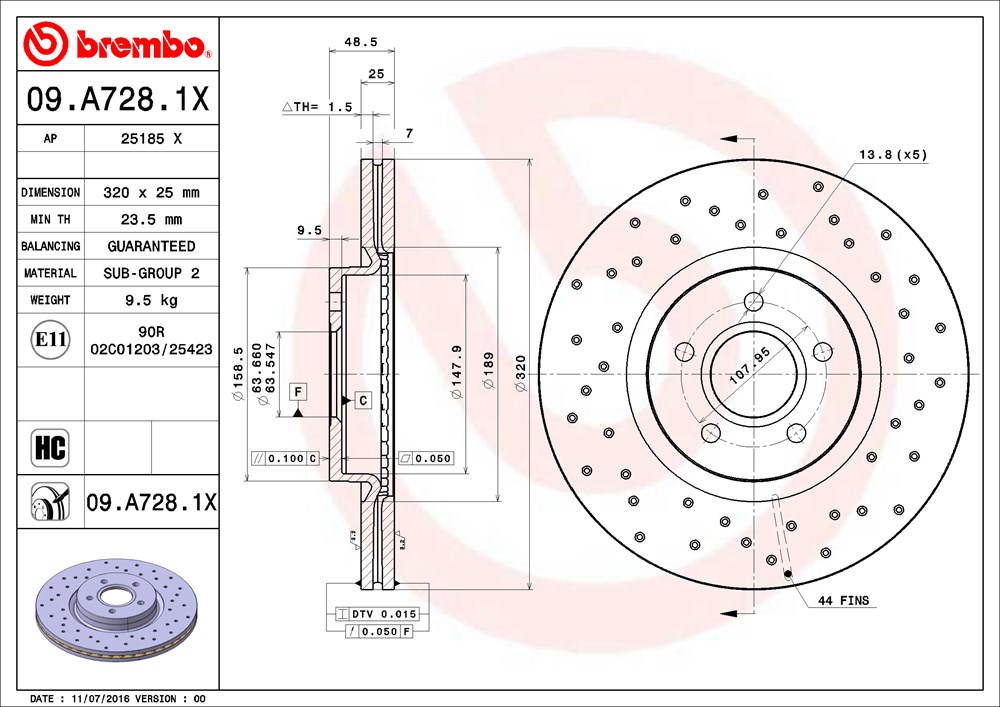 Tarcza hamulcowa BREMBO 09.A728.1X