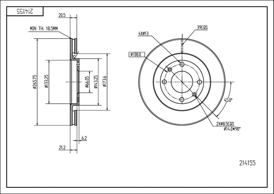 Tarcza hamulcowa HART 214 155