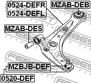 Wahacz zawieszenia koła FEBEST 0524-DEFR