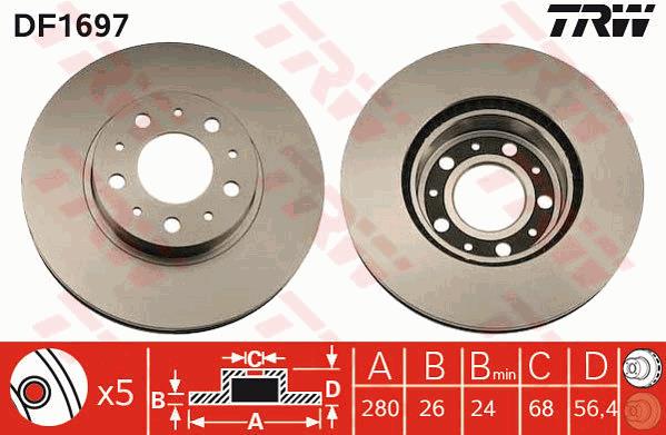 Tarcza hamulcowa TRW DF1697