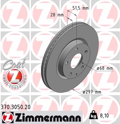 Tarcza hamulcowa ZIMMERMANN 370.3050.20