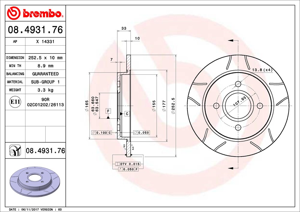 Tarcza hamulcowa BREMBO 08.4931.76