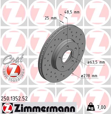 Tarcza hamulcowa ZIMMERMANN 250.1352.52