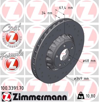 Tarcza hamulcowa ZIMMERMANN 100.3391.70