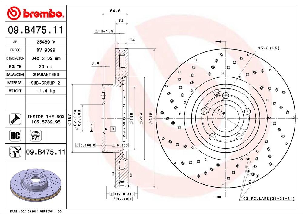 Tarcza hamulcowa BREMBO 09.B475.11