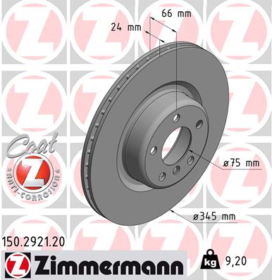 Tarcza hamulcowa ZIMMERMANN 150.2921.20