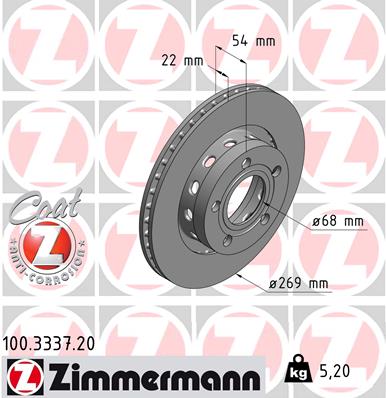 Tarcza hamulcowa ZIMMERMANN 100.3337.20