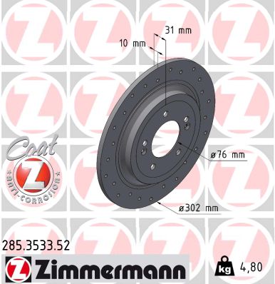 Tarcza hamulcowa ZIMMERMANN 285.3533.52