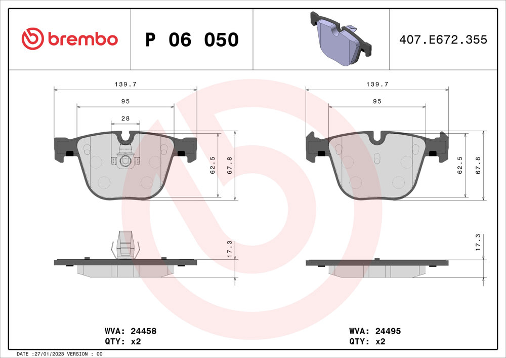 Klocki hamulcowe BREMBO P 06 050