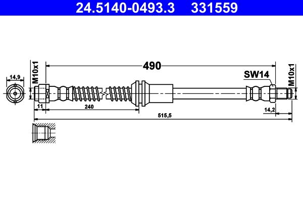 Przewód hamulcowy elastyczny ATE 24.5140-0493.3