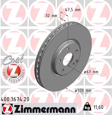 Tarcza hamulcowa ZIMMERMANN 400.3674.20