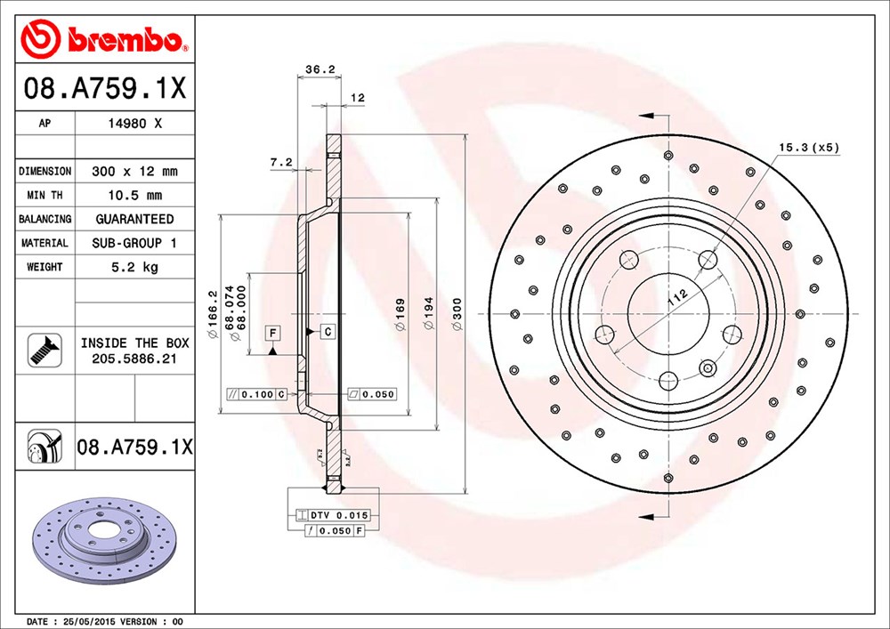 Tarcza hamulcowa BREMBO 08.A759.1X