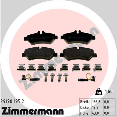 Klocki hamulcowe ZIMMERMANN 29190.195.2