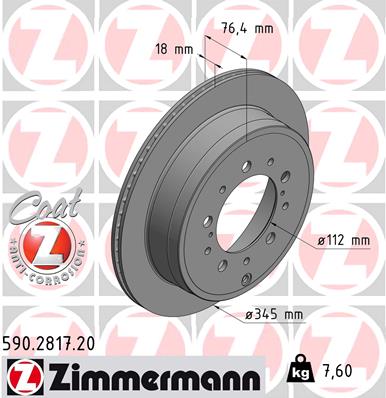 Tarcza hamulcowa ZIMMERMANN 590.2817.20